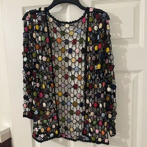 Crochet Open-Knit Multicolor Women's Sweater